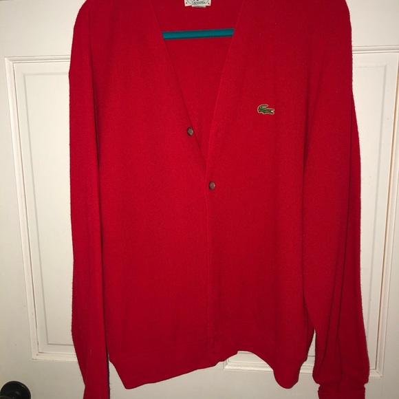 Izod Men's Red Cardigan Sweater - Picture 1 of 4